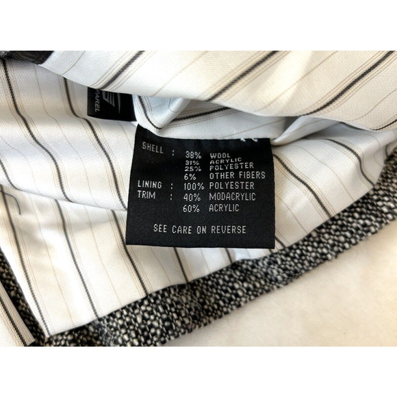 Black Rivet Womens Tweed Blazer w Faux Fur Collar Sz 8 Rhinestone Buttons Lined - Picture 8 of 9